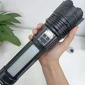 Ultra-Bright Flashlight - Long Range, Rechargeable Lithium Battery, Portable Outdoor Spotlight with LED Display