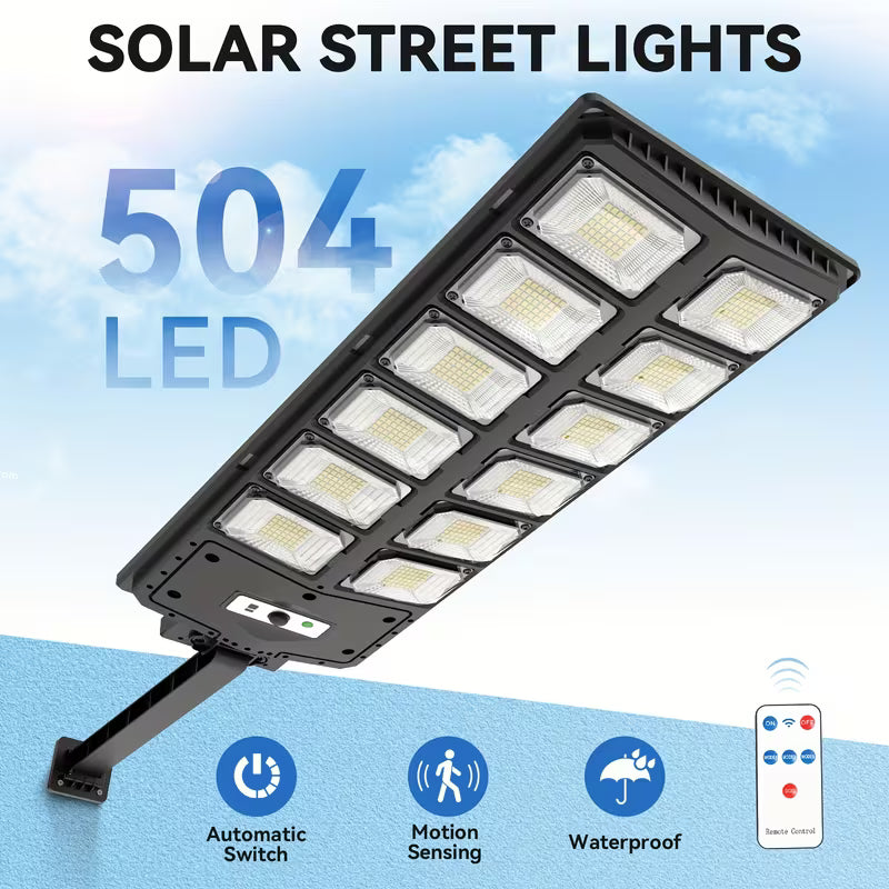1-pack Of 504 LED Chips for Solar Street Lights, 6500K IP44 Sensor Solar Floodlight with Remote Control