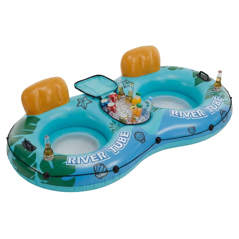 Heavy Duty Double Inflatable Pool Float Bed with Detachable Refrigerator Suitable for Swimming Pool