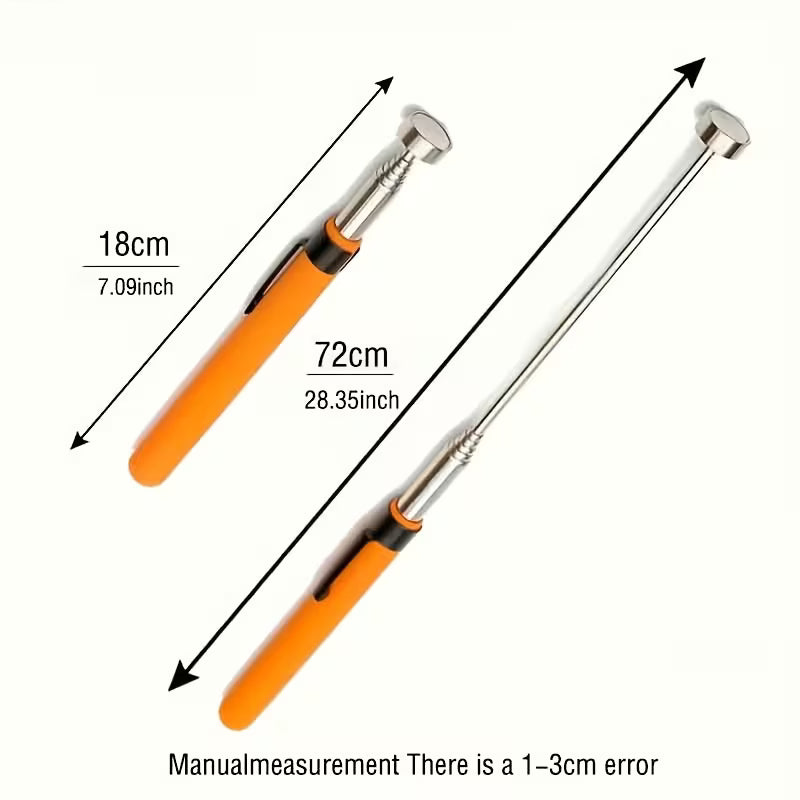8-Pound Magnetic Pickup Tool with Ergonomic Orange Grip, Extendable Stainless Steel Rod