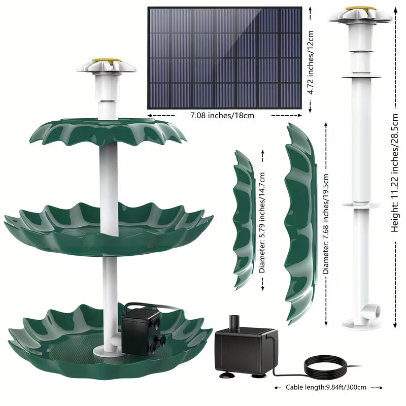 Three Layer Flowing Solar Bird Bathtub, Single-layer Solar Bird Bathtub Fountain