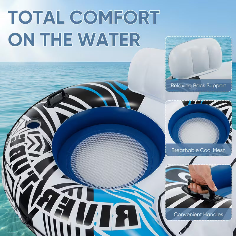 Heavy Duty Double Inflatable Pool Float Bed with Detachable Refrigerator Suitable for Swimming Pool