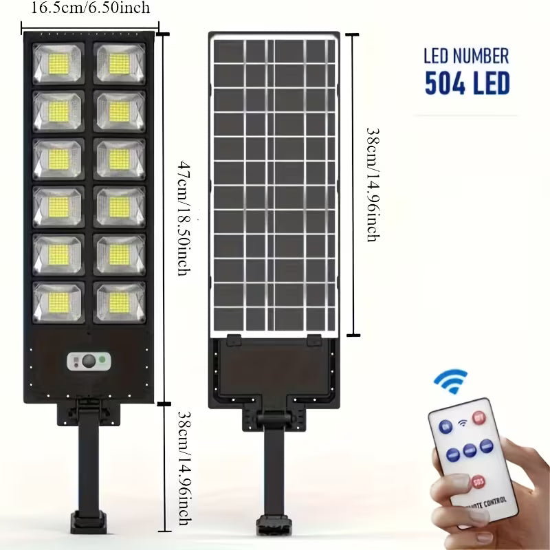 1-pack Of 504 LED Chips for Solar Street Lights, 6500K IP44 Sensor Solar Floodlight with Remote Control
