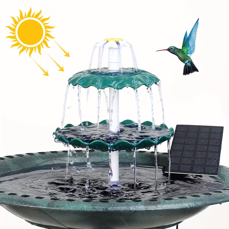 Three Layer Flowing Solar Bird Bathtub, Single-layer Solar Bird Bathtub Fountain