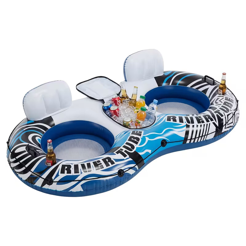 Heavy Duty Double Inflatable Pool Float Bed with Detachable Refrigerator Suitable for Swimming Pool