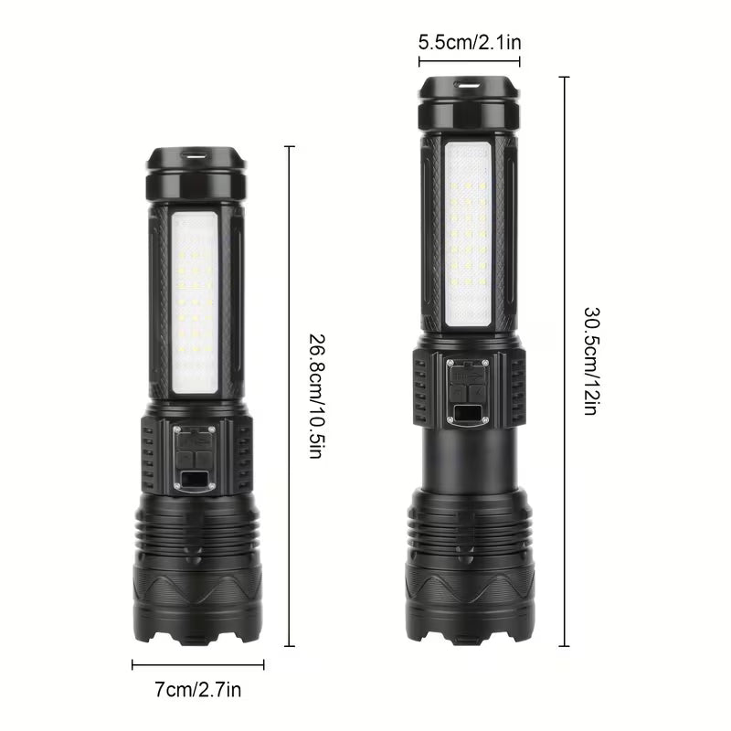 Ultra-Bright Flashlight - Long Range, Rechargeable Lithium Battery, Portable Outdoor Spotlight with LED Display
