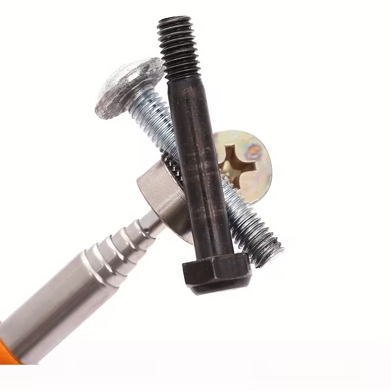 8-Pound Magnetic Pickup Tool with Ergonomic Orange Grip, Extendable Stainless Steel Rod