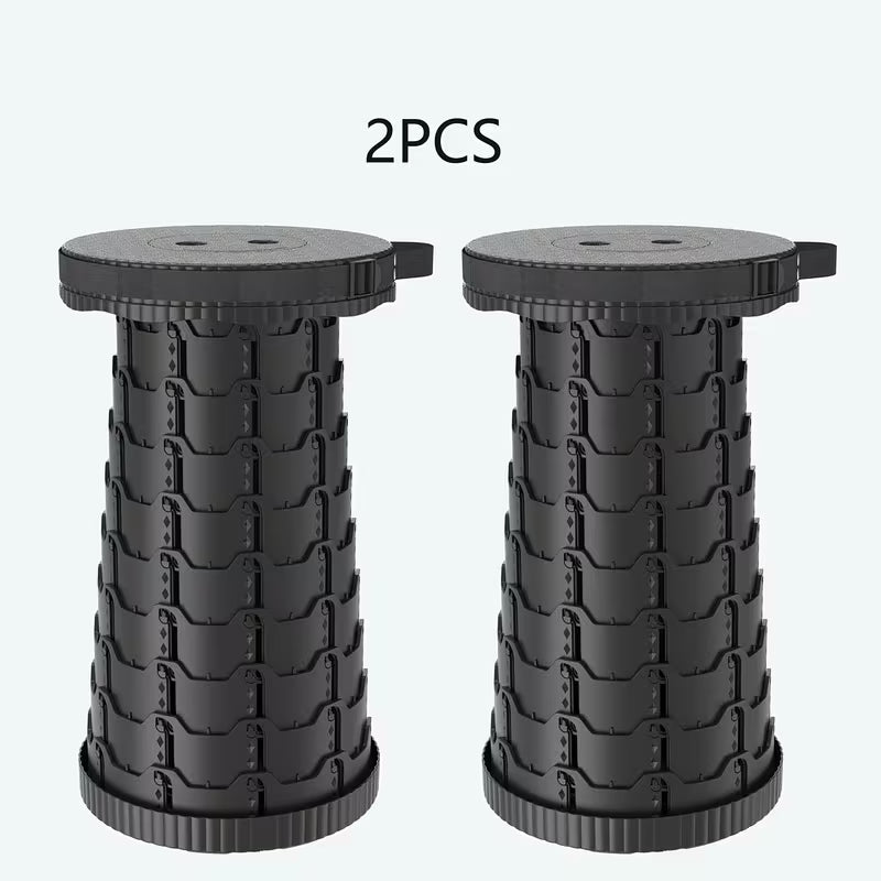 Two Portable Telescopic Outdoor Stools, Ideal for Travel, Fishing, Hiking, And Camping.