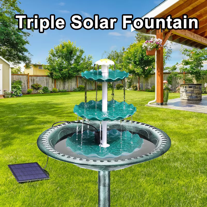 Three Layer Flowing Solar Bird Bathtub, Single-layer Solar Bird Bathtub Fountain