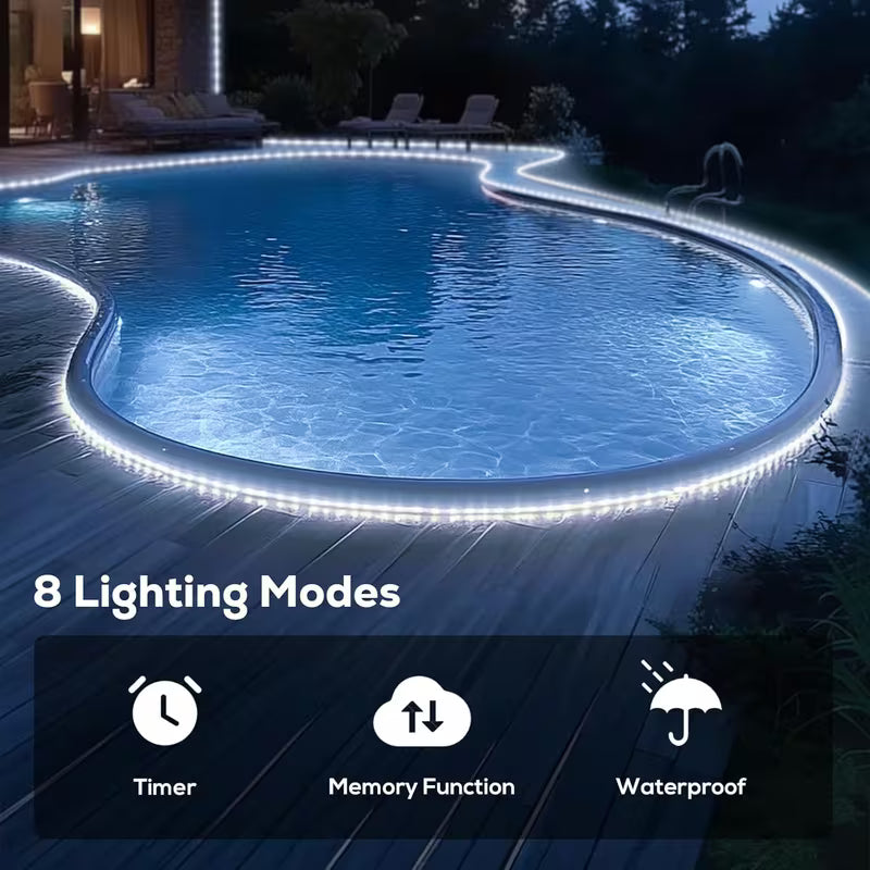 100ft Solar Rope Lights, Outdoor Waterproof Solar Lights