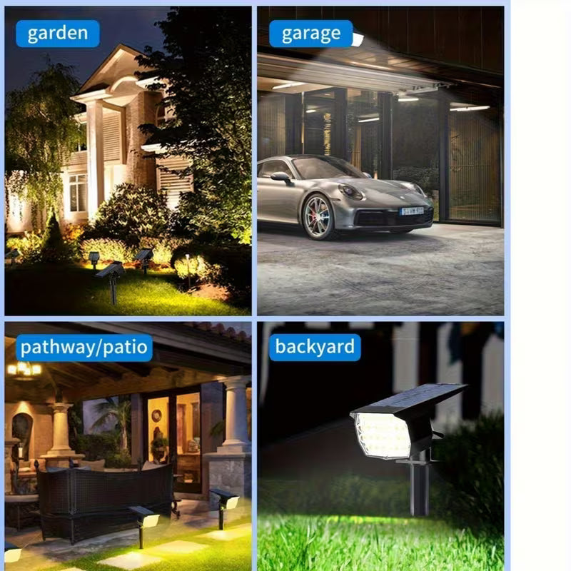 Set of 10 Outdoor Solar Spotlights with 52 Leds, 600 Lumens