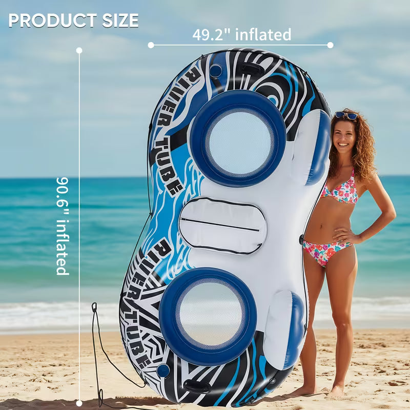 Heavy Duty Double Inflatable Pool Float Bed with Detachable Refrigerator Suitable for Swimming Pool