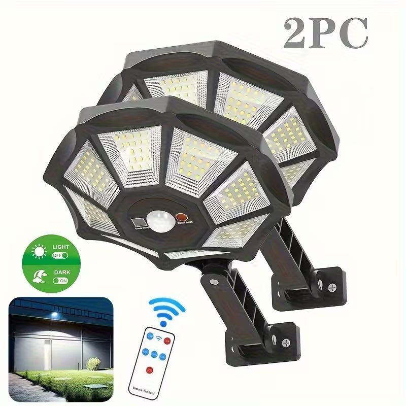 2 Packs Of Solar Street Lamps, 168LED Floodlights, Automatically Turn On At Sunset
