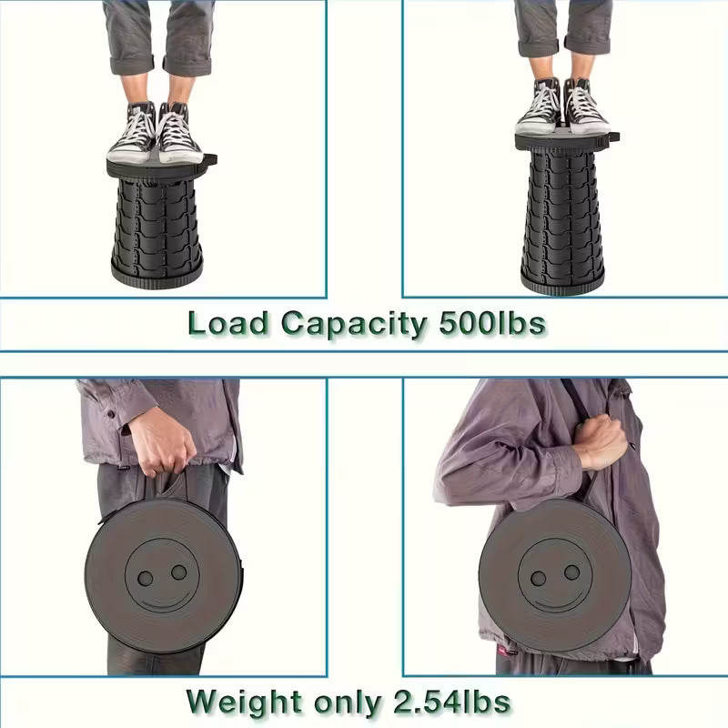 Two Portable Telescopic Outdoor Stools, Ideal for Travel, Fishing, Hiking, And Camping.